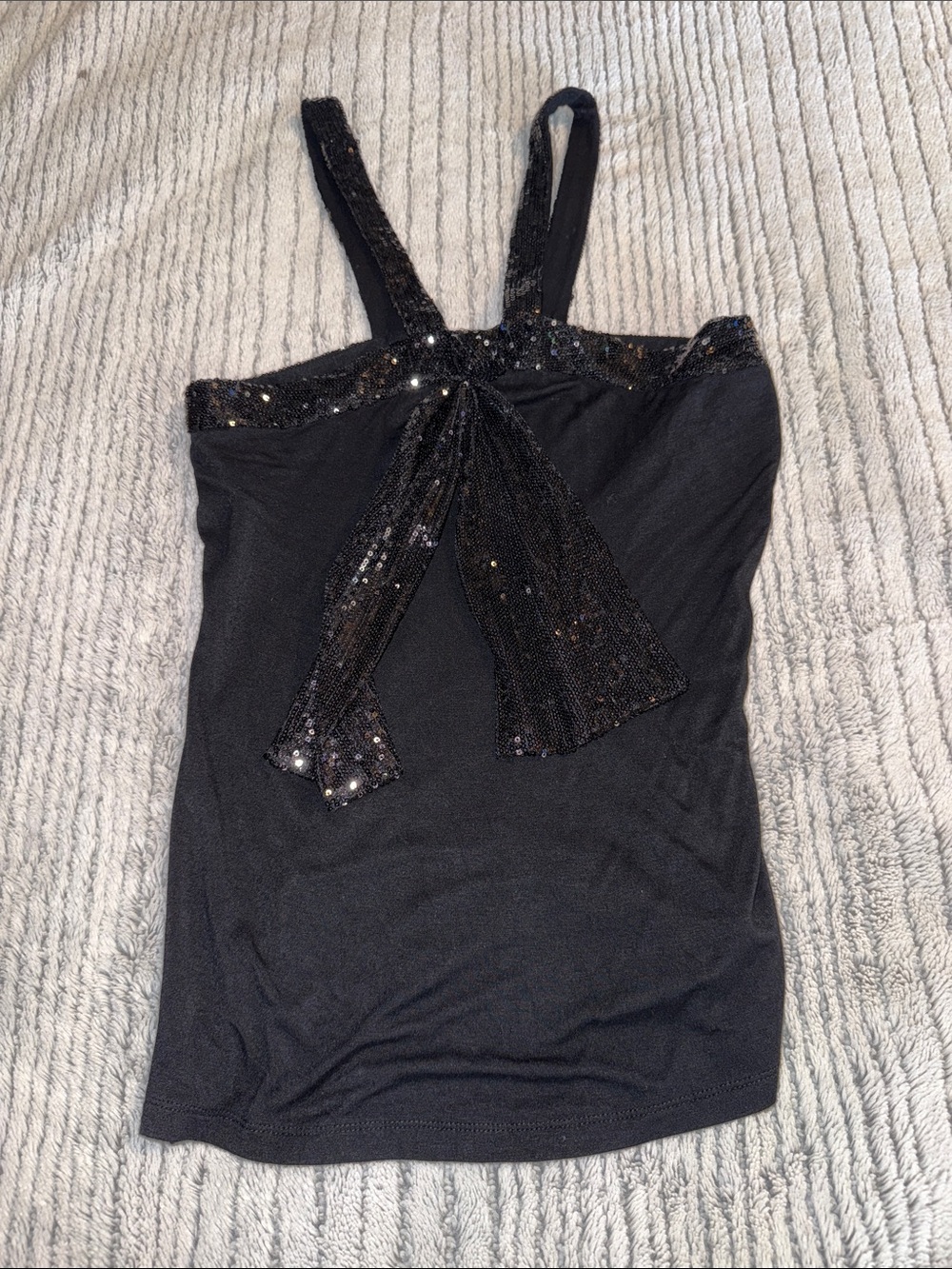 Arden B Black Sequin Bow Camisole
